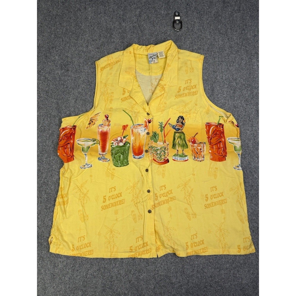 Women's Big Dogs It's 5 O'Clock Somewhere Vintage Y2K Shirt Size 22/24 Beach